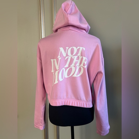 #fashtag Casual Pink Cropped Hoodie Not In The Mood Graphic Girls Size XXL - Picture 5 of 6